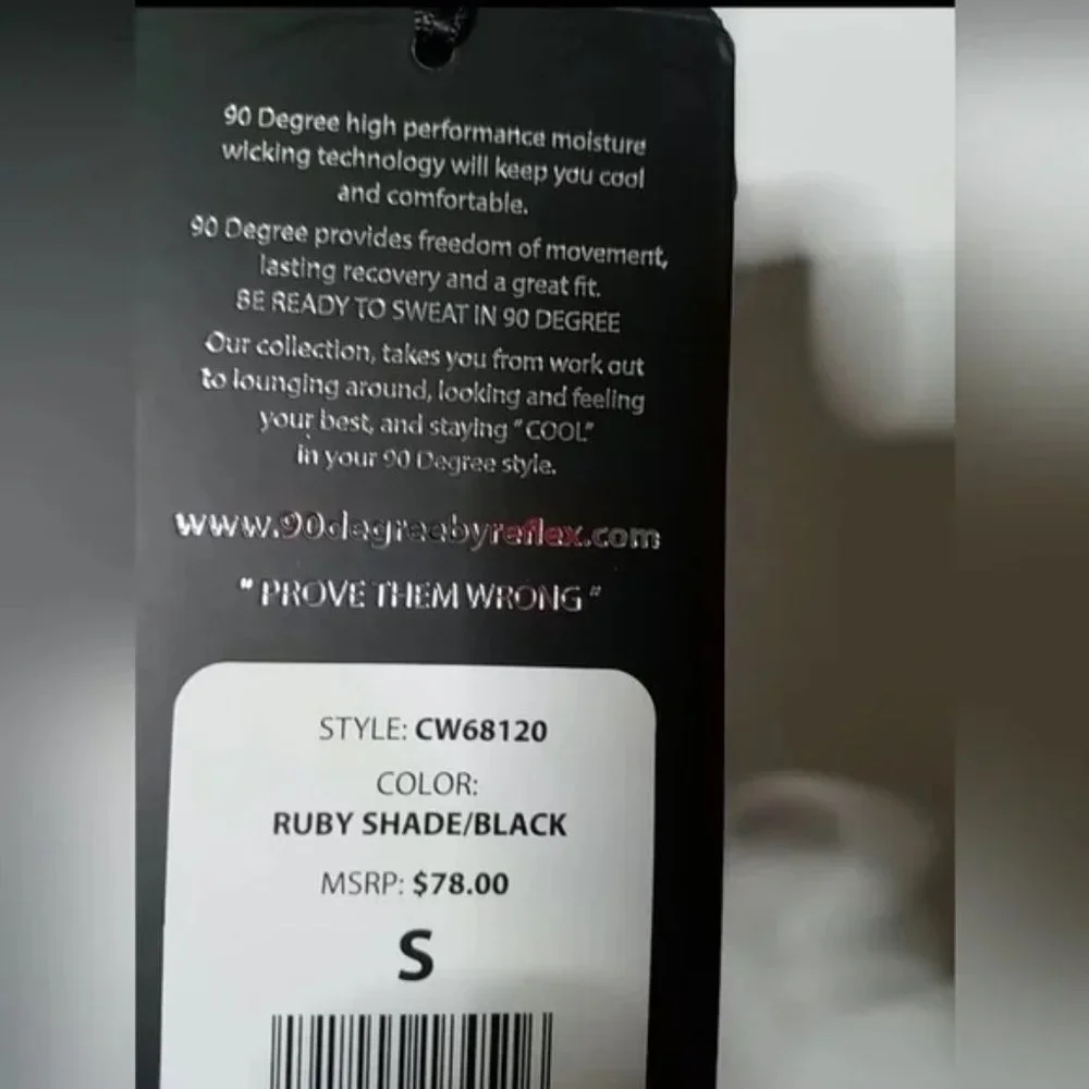 90 Degree by Reflex High Waisted Leggings Colorblock S Ruby Black - Picture 10 of 12